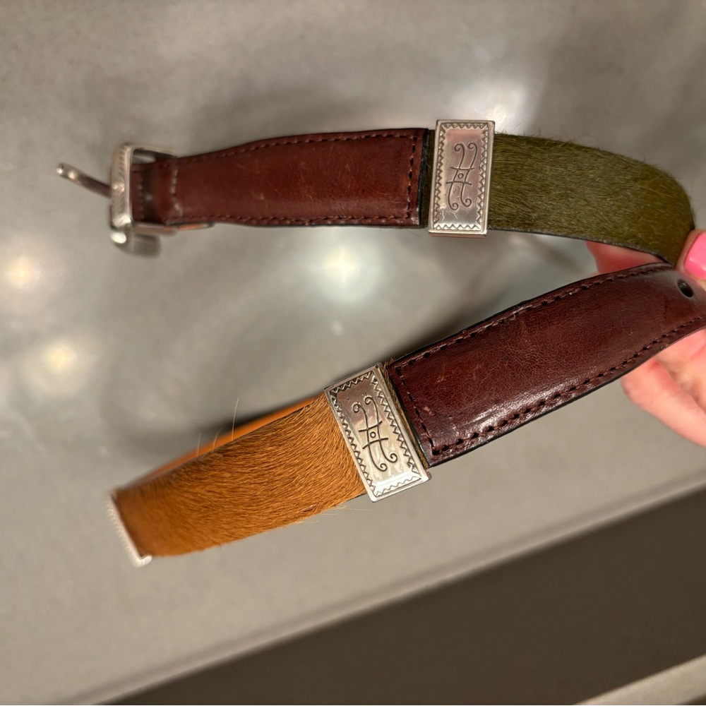 Brighton leather & horse hair belt M/L like new